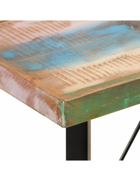 Table de bar style Industriel en bois massif de récupération et fer Multicolore 150x70x107 cm {attributes} Table de bar style Industriel en bois massif de récupération et fer Multicolore 150x70x107 cm {attributes}