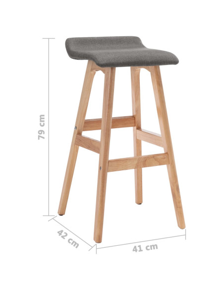 Tabourets de bar en lot de 2 en tissu Gris  
