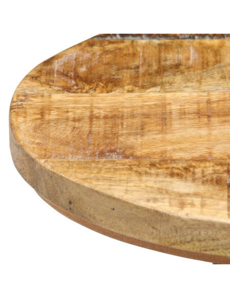 Tabourets de bar industriel en lot de 4 en bois de manguier brut Brun  {attributes}