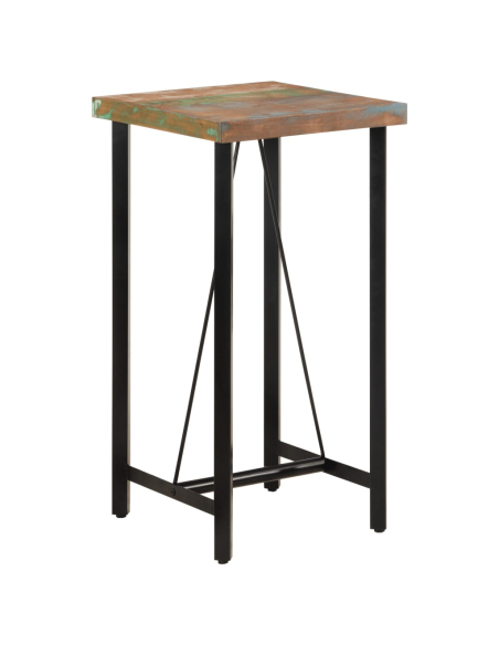Table de bar style Industriel en bois massif de récupération et fer Multicolore 55 x 55 x 107 cm {attributes}