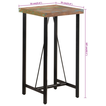 Table de bar style Industriel en bois massif de récupération et fer Multicolore 55 x 55 x 107 cm {attributes}