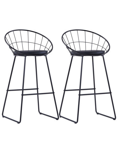 Tabouret de bar industriel métal noir avec dossier lot de 2 Tabouret de bar industriel métal noir avec dossier lot de 2