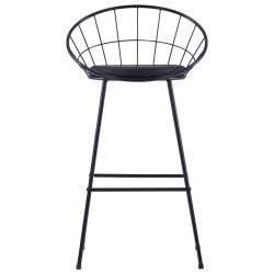 Tabouret de bar industriel métal noir avec dossier lot de 2 2