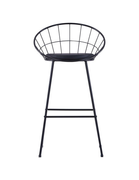 Tabouret de bar industriel métal noir avec dossier lot de 2 Tabouret de bar industriel métal noir avec dossier lot de 2