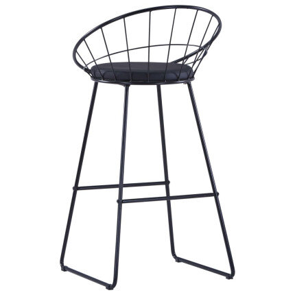 Tabouret de bar industriel métal noir avec dossier lot de 2