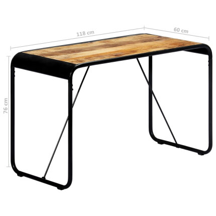 Table à manger Style Industriel en bois de manguier massif brut 118 x 60 x 76 cm {attributes}