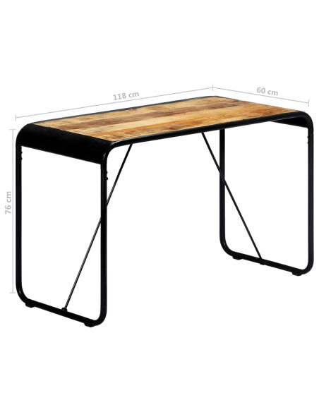 Table à manger Style Industriel en bois de manguier massif brut 118 x 60 x 76 cm {attributes} Table à manger Style Industriel en bois de manguier massif brut 118 x 60 x 76 cm {attributes}