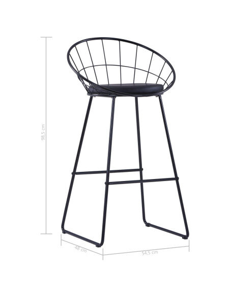 Tabouret de bar industriel métal noir avec dossier lot de 2 Tabouret de bar industriel métal noir avec dossier lot de 2