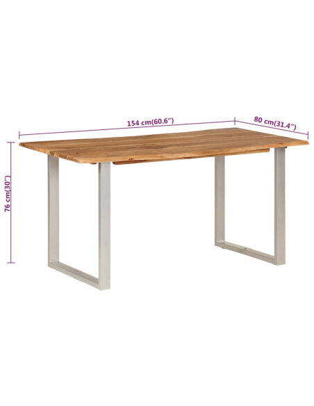 Table salle à manger Style Industriel en bois d'acacia 154 x 80 x 76 cm {attributes}