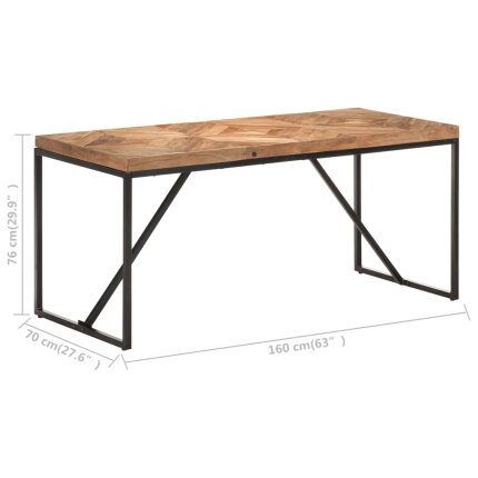Table à manger Style Industriel en bois massif d'acacia et de manguier 160 x 70 x 76 cm {attributes}