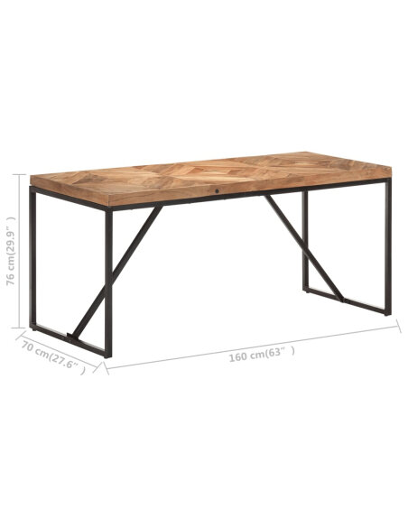Table à manger Style Industriel en bois massif d'acacia et de manguier 160 x 70 x 76 cm {attributes} Table à manger Style Industriel en bois massif d'acacia et de manguier 160 x 70 x 76 cm {attributes}