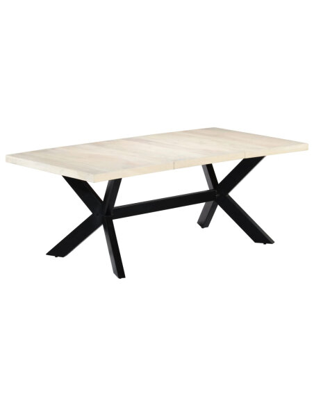 Table salle à manger Style Industriel en bois de manguier massif Blanc 200 x 100 x 75 cm {attributes} Table salle à manger Style Industriel en bois de manguier massif Blanc 200 x 100 x 75 cm {attributes}
