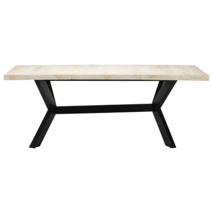 Table salle à manger Style Industriel en bois de manguier massif Blanc 200 x 100 x 75 cm {attributes}
