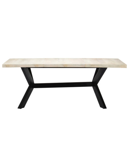 Table salle à manger Style Industriel en bois de manguier massif Blanc 200 x 100 x 75 cm {attributes} Table salle à manger Style Industriel en bois de manguier massif Blanc 200 x 100 x 75 cm {attributes}