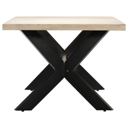 Table salle à manger Style Industriel en bois de manguier massif Blanc 200 x 100 x 75 cm {attributes}