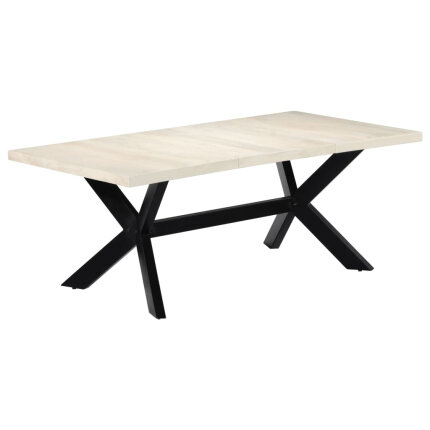 Table salle à manger Style Industriel en bois de manguier massif Blanc 200 x 100 x 75 cm {attributes}