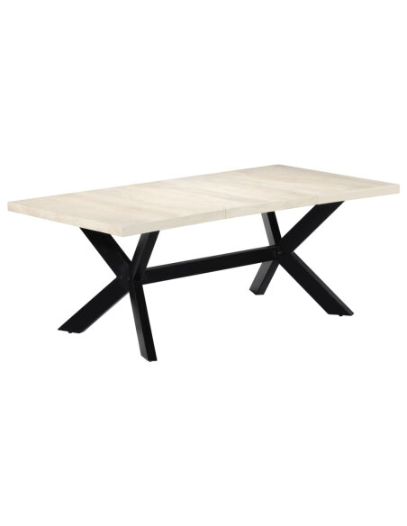 Table salle à manger Style Industriel en bois de manguier massif Blanc 200 x 100 x 75 cm {attributes} Table salle à manger Style Industriel en bois de manguier massif Blanc 200 x 100 x 75 cm {attributes}