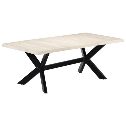 Table salle à manger Style Industriel en bois de manguier massif Blanc 200 x 100 x 75 cm {attributes}
