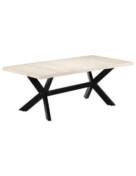 Table salle à manger Style Industriel en bois de manguier massif Blanc 200 x 100 x 75 cm {attributes} Table salle à manger Style Industriel en bois de manguier massif Blanc 200 x 100 x 75 cm {attributes}