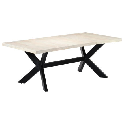 Table salle à manger Style Industriel en bois de manguier massif Blanc 200 x 100 x 75 cm {attributes}