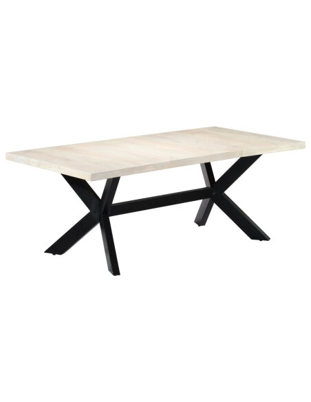 Table salle à manger Style Industriel en bois de manguier massif Blanc 200 x 100 x 75 cm {attributes} Table salle à manger Style Industriel en bois de manguier massif Blanc 200 x 100 x 75 cm {attributes}