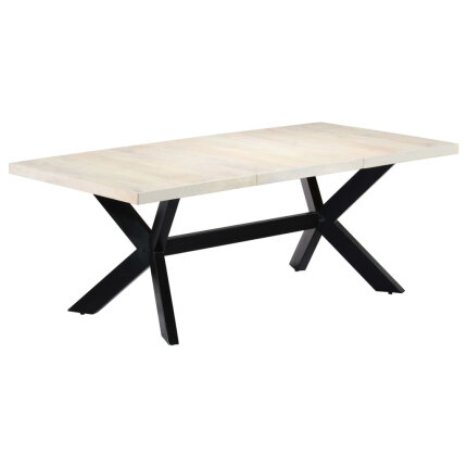 Table salle à manger Style Industriel en bois de manguier massif Blanc 200 x 100 x 75 cm {attributes}