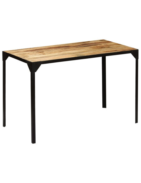 Table à manger Style Industriel en bois de manguier massif brut et en acier 120 cm {attributes} Table à manger Style Industriel en bois de manguier massif brut et en acier 120 cm {attributes}