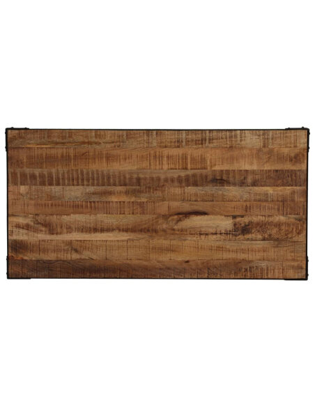 Table à manger Style Industriel en bois de manguier massif brut et en acier 120 cm {attributes} Table à manger Style Industriel en bois de manguier massif brut et en acier 120 cm {attributes}
