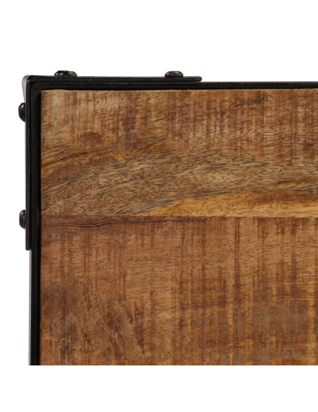 Table à manger Style Industriel en bois de manguier massif brut et en acier 120 cm {attributes} Table à manger Style Industriel en bois de manguier massif brut et en acier 120 cm {attributes}