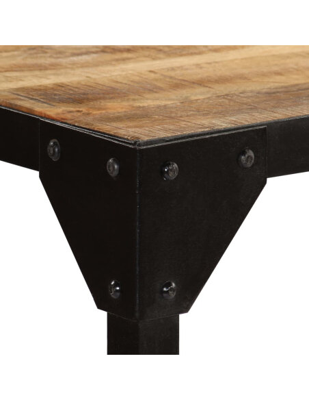 Table à manger Style Industriel en bois de manguier massif brut et en acier 120 cm {attributes} Table à manger Style Industriel en bois de manguier massif brut et en acier 120 cm {attributes}