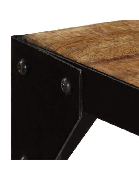 Table à manger Style Industriel en bois de manguier massif brut et en acier 120 cm {attributes} Table à manger Style Industriel en bois de manguier massif brut et en acier 120 cm {attributes}