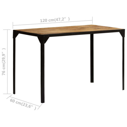 Table à manger Style Industriel en bois de manguier massif brut et en acier 120 cm {attributes}