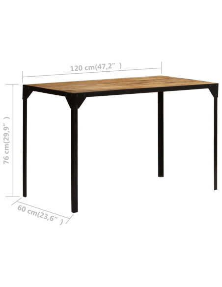 Table à manger Style Industriel en bois de manguier massif brut et en acier 120 cm {attributes} Table à manger Style Industriel en bois de manguier massif brut et en acier 120 cm {attributes}