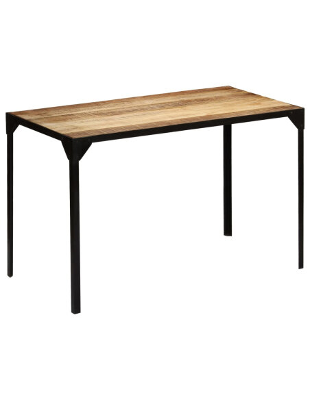 Table à manger Style Industriel en bois de manguier massif brut et en acier 120 cm {attributes} Table à manger Style Industriel en bois de manguier massif brut et en acier 120 cm {attributes}