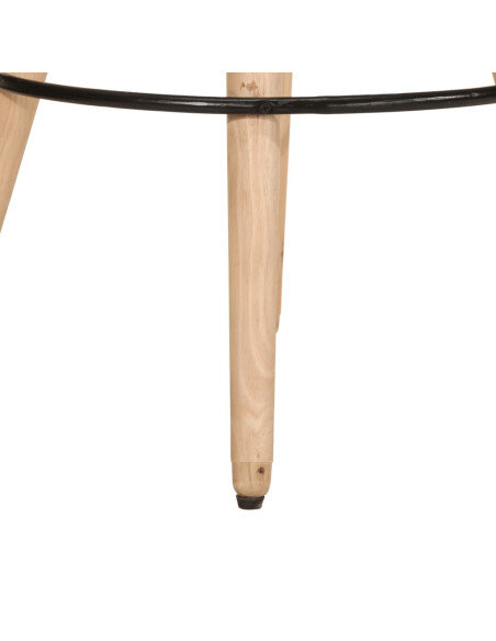 Tabourets de bar Bohème / Nature fourrure en lot de 2 en cuir véritable et bois de manguier Brun  {attributes} Tabourets de bar Bohème / Nature fourrure en lot de 2 en cuir véritable et bois de manguier Brun  {attributes}