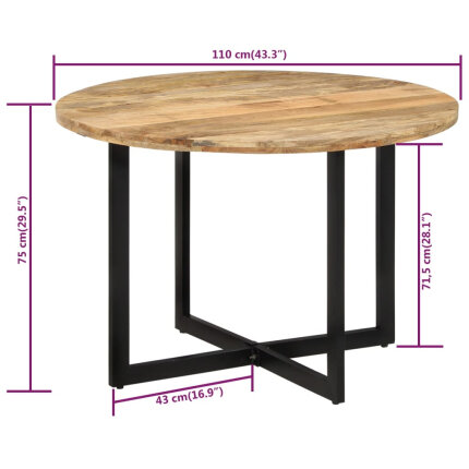 Table à manger Style Industriel en bois de manguier massif 110 x 75 cm {attributes}
