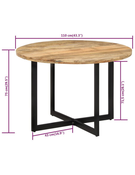 Table à manger Style Industriel en bois de manguier massif 110 x 75 cm {attributes} Table à manger Style Industriel en bois de manguier massif 110 x 75 cm {attributes}