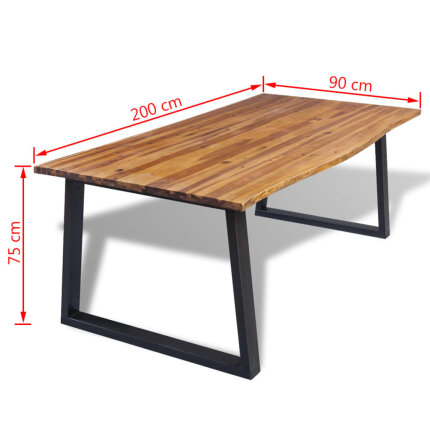 Table à manger Style Industriel en bois massif d'acacia  200 x 90cm {attributes}