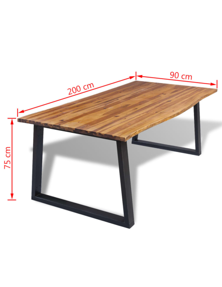 Table à manger Style Industriel en bois massif d'acacia  200 x 90cm {attributes}