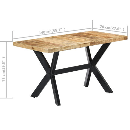 Table à manger Style Industriel en bois de manguier massif brut 140 x 70 x 75 cm {attributes}