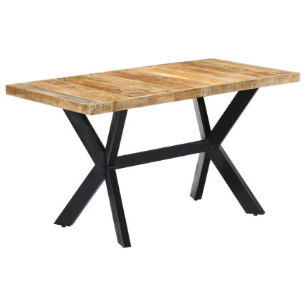 Table à manger Style Industriel en bois de manguier massif brut 140 x 70 x 75 cm {attributes}