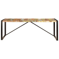 Table à manger Style Industriel en bois de récupération Multicolore 220 x 100 x 75 cm {attributes} 2