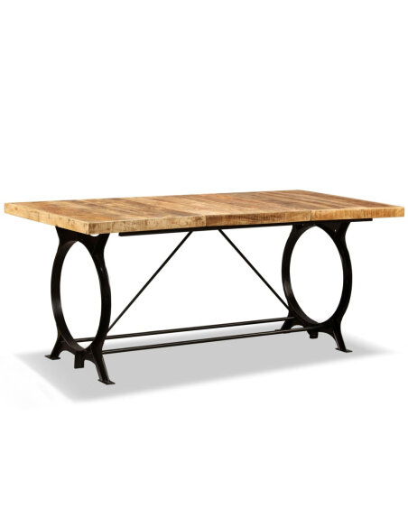 Table à manger Style Industriel en bois de manguier brut 180 cm {attributes} Table à manger Style Industriel en bois de manguier brut 180 cm {attributes}
