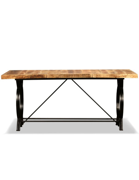 Table à manger Style Industriel en bois de manguier brut 180 cm {attributes} Table à manger Style Industriel en bois de manguier brut 180 cm {attributes}
