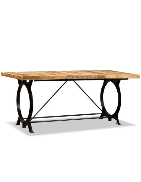 Table à manger Style Industriel en bois de manguier brut 180 cm {attributes} Table à manger Style Industriel en bois de manguier brut 180 cm {attributes}