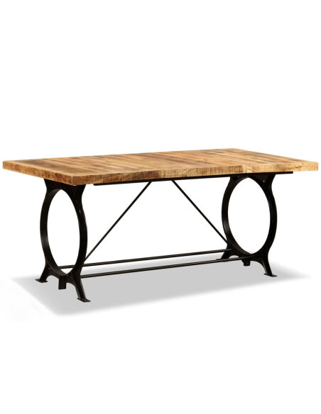 Table à manger Style Industriel en bois de manguier brut 180 cm {attributes} Table à manger Style Industriel en bois de manguier brut 180 cm {attributes}