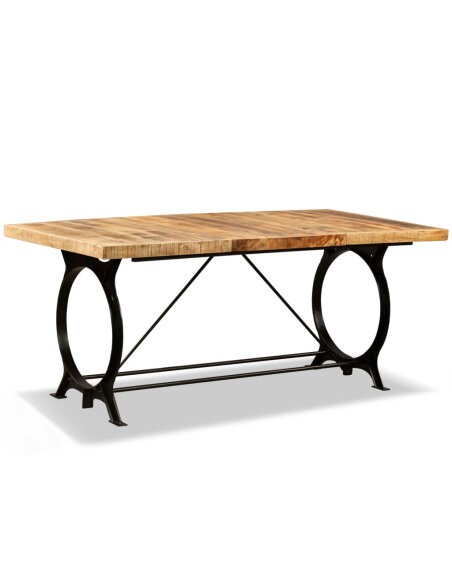 Table à manger Style Industriel en bois de manguier brut 180 cm {attributes} Table à manger Style Industriel en bois de manguier brut 180 cm {attributes}