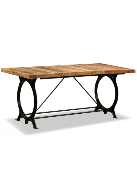 Table à manger Style Industriel en bois de manguier brut 180 cm {attributes} Table à manger Style Industriel en bois de manguier brut 180 cm {attributes}