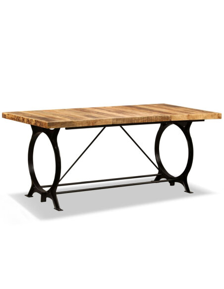 Table à manger Style Industriel en bois de manguier brut 180 cm {attributes} Table à manger Style Industriel en bois de manguier brut 180 cm {attributes}