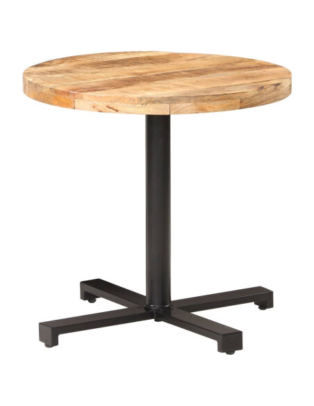 Table de bistro Style Industriel ronde en bois de manguier brut Ø 80 x 75 cm {attributes} Table de bistro Style Industriel ronde en bois de manguier brut Ø 80 x 75 cm {attributes}